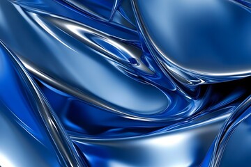 Blue background with abstract chrome shapes