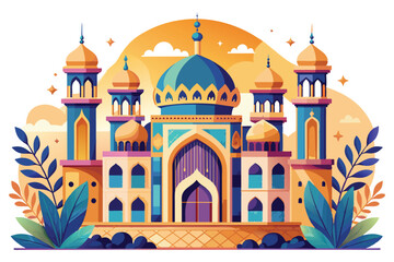 magnificent mosque background design, for Eid al-Fitr, Eid al-Adha, Islamic holy days.
