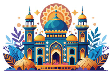 magnificent mosque background design, for Eid al-Fitr, Eid al-Adha, Islamic holy days.