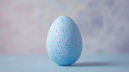 Pastel blue egg with pink and blue speckles