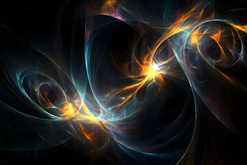 Fototapeta premium Black background with radiant fractal designs concept art