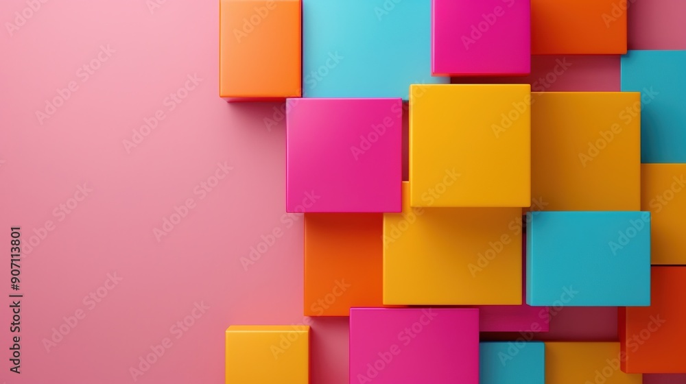 Poster vibrant 3d abstract background with geometric patterns and copy space for text