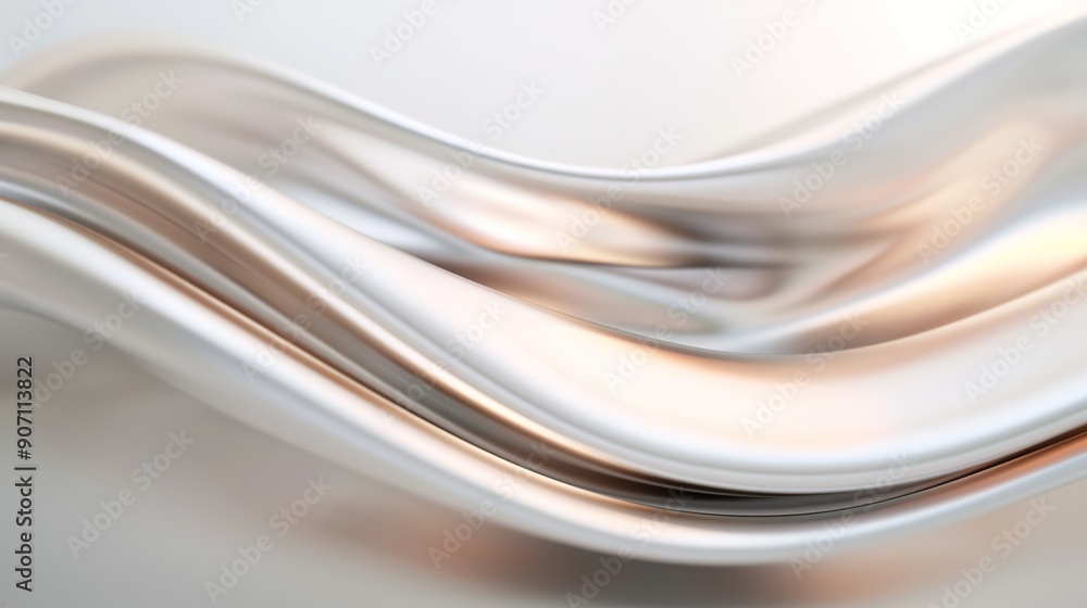 Aufkleber serene 3d abstract background with graceful flowing lines and soft hues, copy space for text overlay