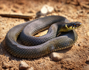 Fototapeta premium Grass snake (Xenochrophis calyptratus) on sand