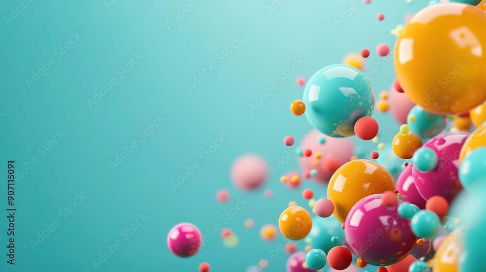 Poster dynamic 3d abstract background with floating elements and copy space for designers