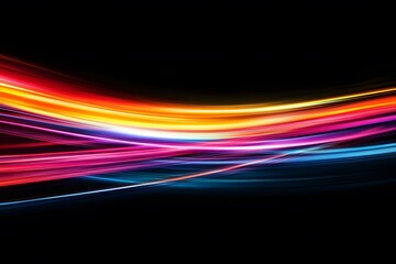 Colorful Light Trails on Black Background