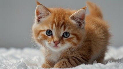 red kitten with white background