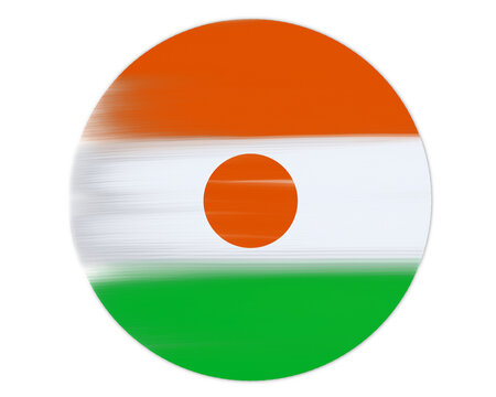 niger flag round shape with paint strokes on transparent background