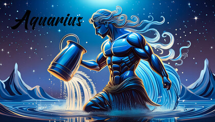 aquarius zodiac sign abstract water bearer
