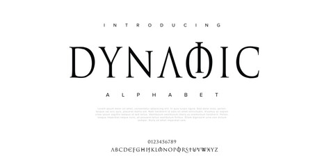 Dynaoic Modern minimal abstract alphabet fonts. Typography technology, electronic, movie, digital, music, future, logo creative font.
