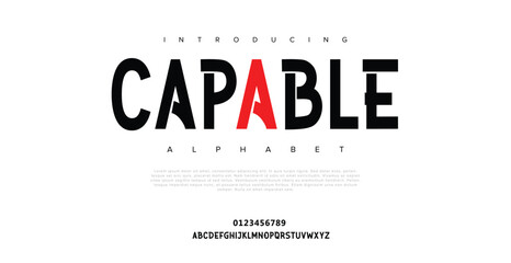 Capable futuristic thin lines font vector