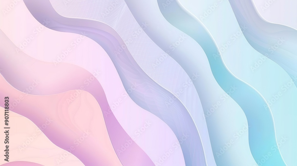 Aufkleber colorful abstract waves displaying soft pastel tones in a serene setting
