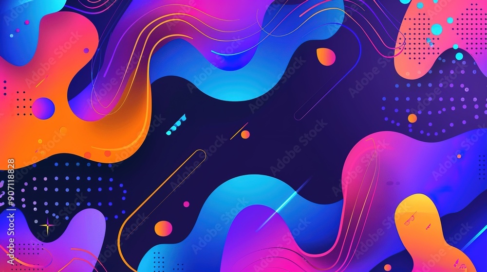 Poster vibrant abstract background with swirling shapes and colorful patterns in modern design style