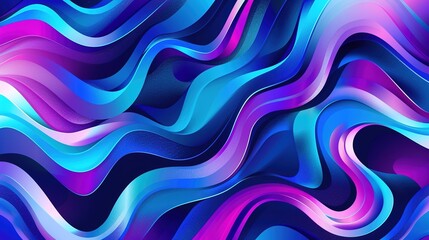 Vibrant Abstract Waves in Shades of Blue and Purple Creating a Dynamic Visual Display