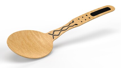 Wooden Spoon. Isolated on white background. 3d render