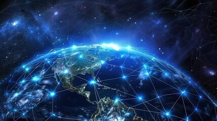 Technological Connectivity Across the Globe Illuminating the Earth at Night