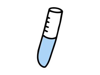 Blue Liquid in Test Tube on White Background. Concept of Science, Laboratory Equipment, Chemistry Experiment, and Educational Tool. Perfect for Icons, Prints, Design Elements. Back to School.