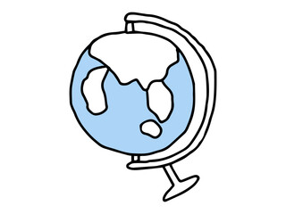 Hand-drawn globe illustration isolated on a white background. Concept of world map, geography, educational tool, minimalist style. Ideal for prints, icons, and educational design elements.