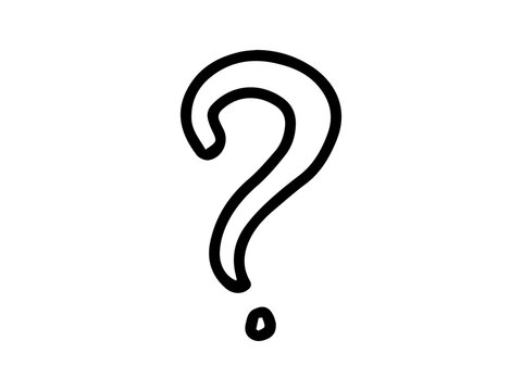 recommend clip art: Black outline of a question mark isolated on a white background. Concept of inquiry, curiosity, unknown, mystery, and punctuation. Print, icon, design element.