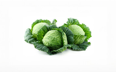 Fototapeta premium Fresh Green Cabbage on White Background