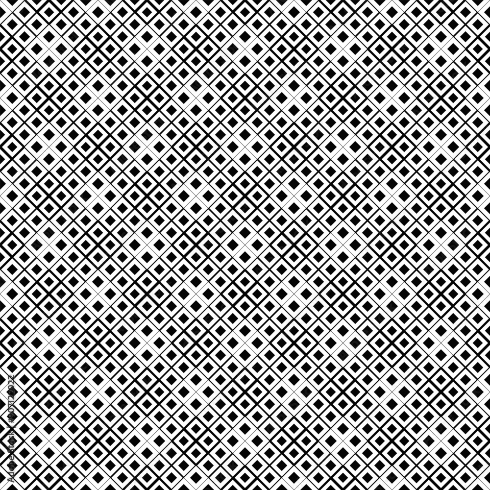 Poster geometrical seamless square pattern background - abstract monochrome vector graphic design from squa