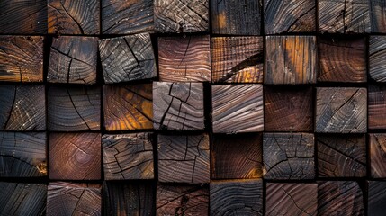 Wooden squares on dark backdrop
