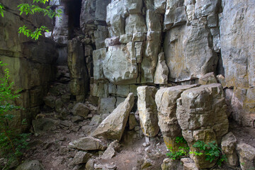 Natural stone sculpture background at Rattlesnake Point Conservation Area, Canada. 