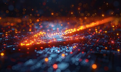 Fototapeta premium A digital arrow points forward.