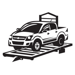 Obraz premium CAR CARRIER in cartoon, doodle style . Image for t-shirt, web, mobile apps and ui. Isolated 2d vector illustration in logo, icon, sketch style, Eps 10, black and white. AI Generative