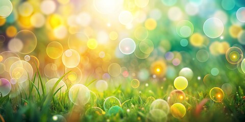 Obraz premium Abstract nature background with soft and colorful bokeh circles , bokeh, abstract, nature, background, soft, colorful