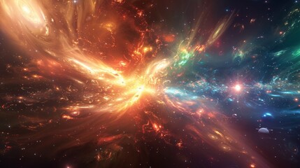 Fototapeta premium Cosmic Fireworks: A Dazzling Space Nebula Explosion