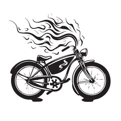 Fototapeta premium CITY BIKE in cartoon, doodle style . Image for t-shirt, web, mobile apps and ui. Isolated 2d vector illustration in logo, icon, sketch style, Eps 10, black and white. AI Generative