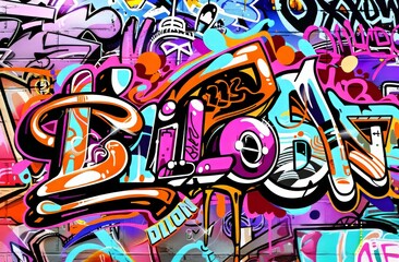 An urban icon. An abstract stylish picture on a wall, a lovely street art graffiti style. It is decorated with abstract drawings house paint. Modern urban culture of street youth.