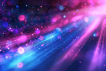 "Abstract Background with Blue and Purple Neon Light Rays"