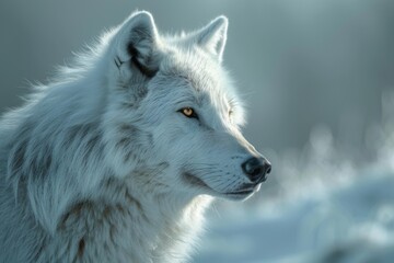Fototapeta premium Wild Majesty: A Powerful Wolf Portrait Amidst a Dramatic Wildlife Backdrop, Capturing the Essence of Untamed Nature