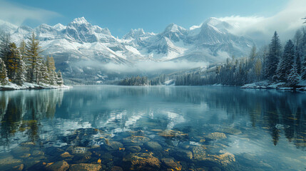 A peaceful lake in the Canadian Rockies