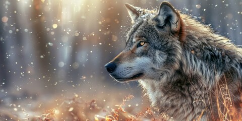 Wild Majesty: A Powerful Wolf Portrait Amidst a Dramatic Wildlife Backdrop, Capturing the Essence of Untamed Nature