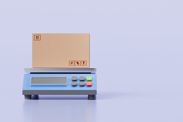 3d Warehouse scale with parcel boxes icon isolated on purple background. Transportation cargo concept. logistic and Warehouse concept. Minimal Industrial scale, Shipping package scales icon. 3d render