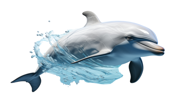 Dolphin side view transparent background.