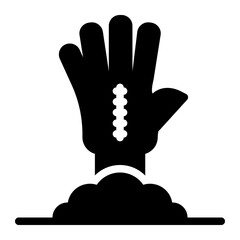 Ghost hand icon in glyph solid black fill style