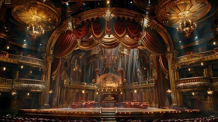Obraz premium Grand theater stage for a show.
