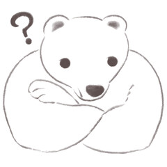 腕組みをして疑問を浮かべているシロクマ