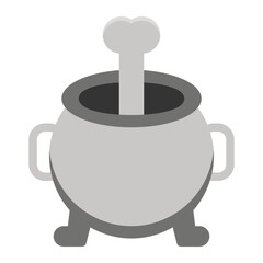 Witch pot icon in flat color fill style