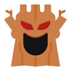 Ghost tree icon in flat color fill style