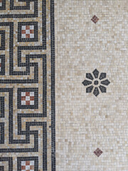 Colorful mosaic tile pattern closeup at the Breakers Mansion in Newport, Rhode Island