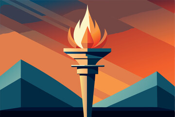 Vector illustration of olympic torch with fire flames