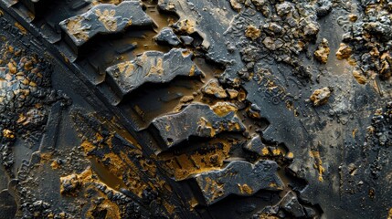 Obraz premium Forklift tire imprint on soiled surface
