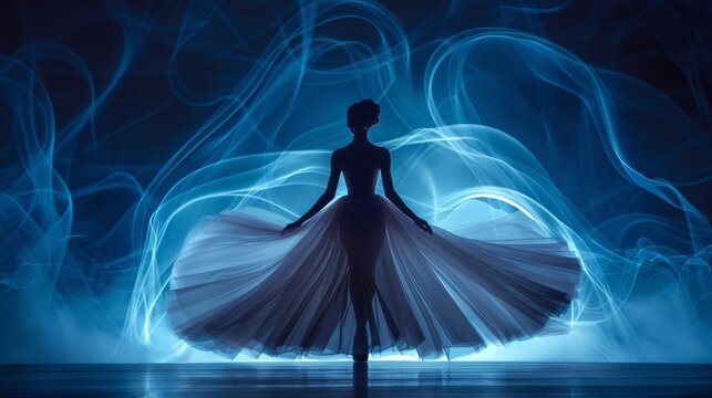 Ballet dancer in blue light - generative ai