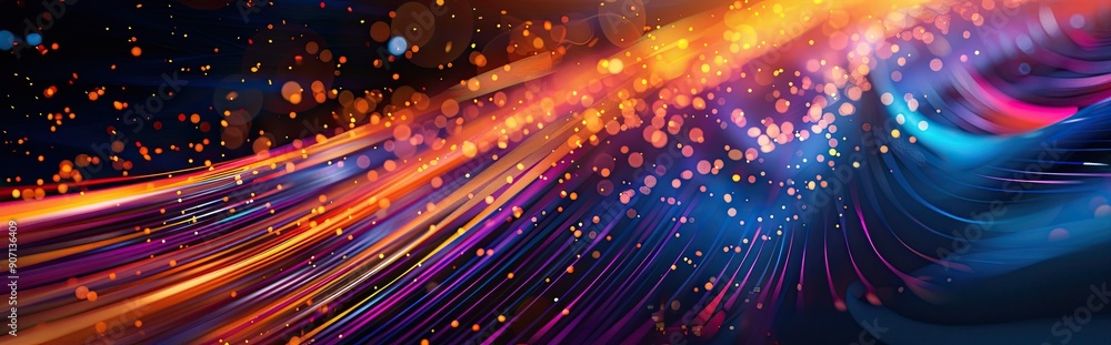 Poster Dynamic Abstract Background With Vibrant Multicolor Spectrum and Glowing Lines in a Creative Display