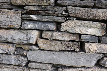 Gray stone blocks with soil and plants.

